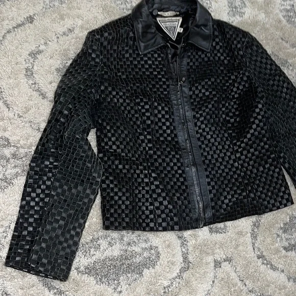 Exclusive Vintage Marvin RichardsGingam Design Pure Leather Jacket